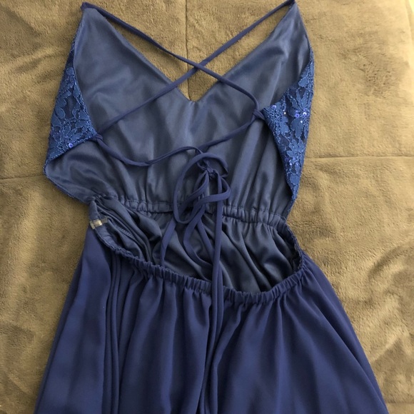 Blue chiffon backless maternity dress - Picture 4 of 4